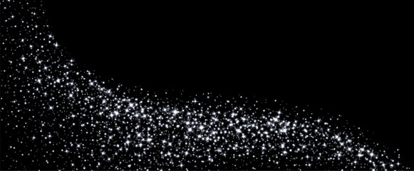 Wall Mural - white stars and sparkles, magic star dust background, light effect with flares. shiny silver particl