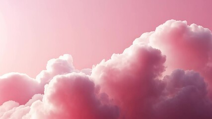 Wall Mural - Fluffy pink clouds in a serene sky