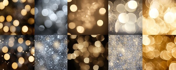 Wall Mural - bokeh, gold silver silver, Photoshop overlays, Christmas magic shine light, wedding