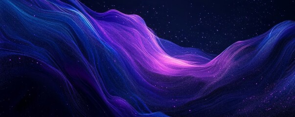 Wall Mural - dark banner background, purple blue grainy abstract glowing color shape, black poster backdrop, nois