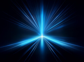 Wall Mural - intense blue light streaks radiate outwards from a central point, creating a dynamic, starburst effe