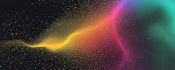 Wall Mural - grainy noisy background, abstract color gradient shape, vibrant glowing rainbow yellow green pink bl