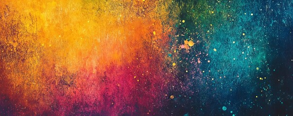 Wall Mural - grainy noisy gradient background, abstract vibrant color shape, glowing rainbow yellow green orange 