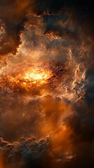 Wall Mural - Explosive cosmic event illuminated by fiery orange and gold colors in deep space during the formation of a nebula