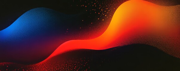 Wall Mural - noise texture grainy background, orange blue red black abstract glowing color gradient shape, dark r