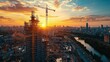 © jago - Golden Sunset Over Skyscraper Construction Site