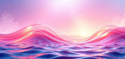 Wall Mural - vibrant abstract wave background with soft glowing lights, glowing, serene