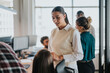 © qunica.com - Group of business employees discussing projects in a modern office. Team building and collaboration among professionals working together to achieve common goals.