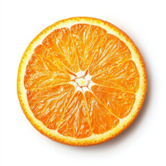 Wall Mural - Fresh orange slice with vibrant color and texture on white background