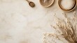 © HISTOCK - Natural wellness background featuring dried flowers, rice, and wooden utensils on marble