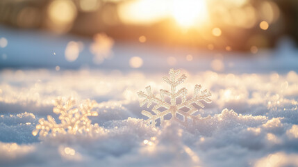 Wall Mural - a close-up view of delicate snowflakes on a bright background, perfect for winter or holiday themed 