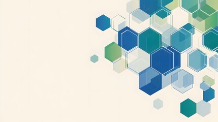Wall Mural - abstract hexagon pattern design in blue green and white