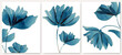 © VectorART - Floral art background with blue flowers hand drawn in watercolor style. Botanical poster set for cover design, print, wallpaper, packaging, social media, textile, postcard, interior