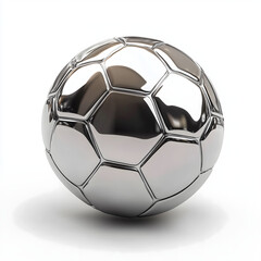 Prize metal football ball made of steel. Transparent background