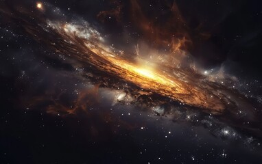 Wall Mural - cosmic inferno: a breathtaking view of a vibrant, swirling galaxy, ablaze with fiery hues and cosmic