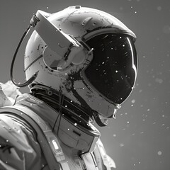 Wall Mural - astronaut in the void: a close-up of an astronaut's helmet, the starkness of space reflected in the 