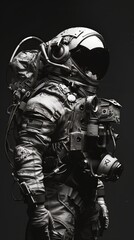Wall Mural - astronaut in the void: a lone astronaut stands silhouetted against the vast expanse of space, a powe