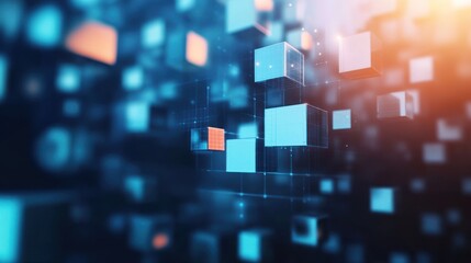 Wall Mural - abstract digital cubes: a symphony of data and technology