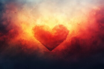 Wall Mural - A heart is in the middle of a red and orange cloud