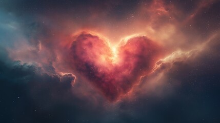 Wall Mural - A heart is shown in the middle of a cloudy sky