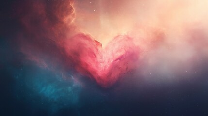 Wall Mural - A heart is painted in the sky with stars and clouds