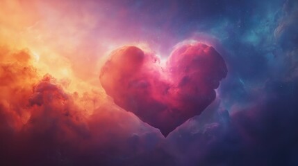 Wall Mural - A heart is shown in the middle of a colorful sky