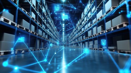 Wall Mural - smart warehouse: revolutionizing logistics with iot
