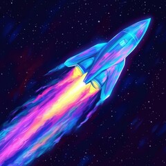 Wall Mural - rocket launching into space. ai.