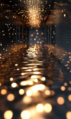 Wall Mural - golden lights reflecting on water. ai.