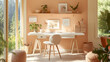 © Nuttanun - Modern Office Space with Peach Colored Walls
