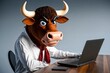 © Michael - Frustrated Bull Character Preparing for Business Presentation