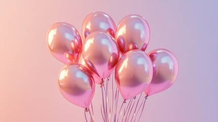 Wall Mural - Pink Balloons on a Pastel Background