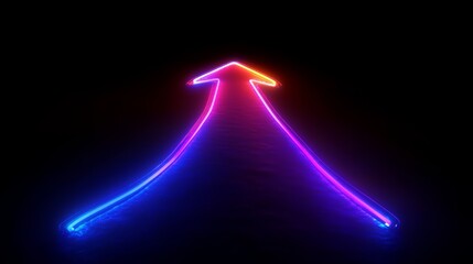 Poster - Colorful Neon Arrow Icon Upward Abstract Minimalist Design