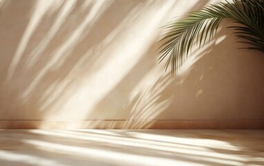 Leinwandbilder - Abstract Warm Beige Background with Gentle Light and Intricate Shadows for Minimalist Product Presentation