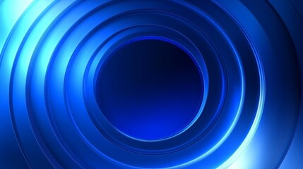 Poster - Abstract Blue Digital Art with Concentric Circles and Central Void