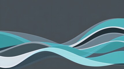 Abstract Teal Gray Wave Pattern Design