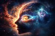 © zhuan - Vibrant Cosmic Eye Within the Human Brain Surrounded by Colorful Space and Stars