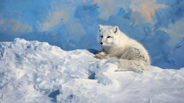 Arctic Fox in Canadian Arctic Snow: An arctic fox in the snow of the Canadian Arctic.