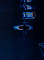 Wall Mural - glitch overlay. digital distortion. broken screen. blue orange white black light flares pulse effect