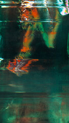 Wall Mural - aged foil. old film overlay. green orange color stains light flares dust scratches damaged uneven st