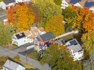 Wall Mural - aerial view of residential houses in autumn season