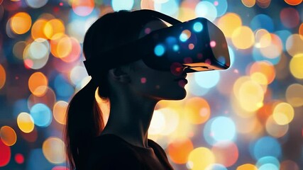 Wall Mural - a woman is wearing a virtual reality headset