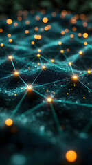 Poster - Abstract visualization of interconnected nodes and pathways, symbolizing data networks.