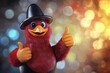 © Luminous Night - A turkey pilgrim hat Thanksgiving cartoon bird