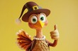 © Luminous Night - A turkey pilgrim hat Thanksgiving cartoon bird