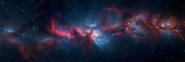 Wall Mural - stunning deep space nebula with vibrant red and blue colors and starry sky
