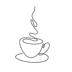 Wall Mural - coffee cup one line art