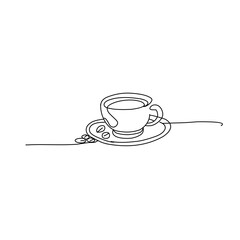 Wall Mural - coffee cup one line art