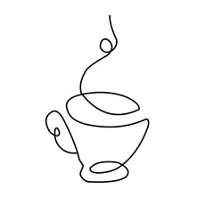 Wall Mural - coffee cup one line art