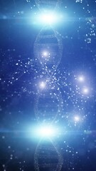Poster - loop digital network with dna chain rotation vertical background. concept science animation.